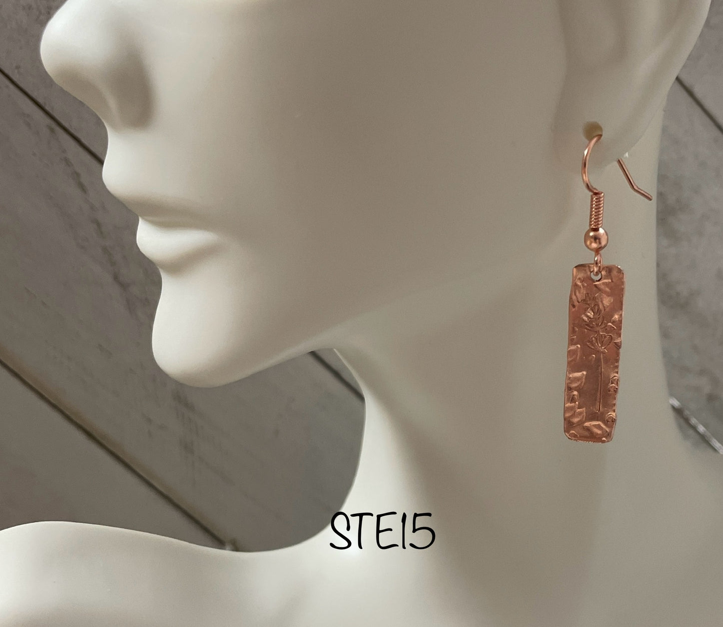Stamped Copper Wheat Earrings