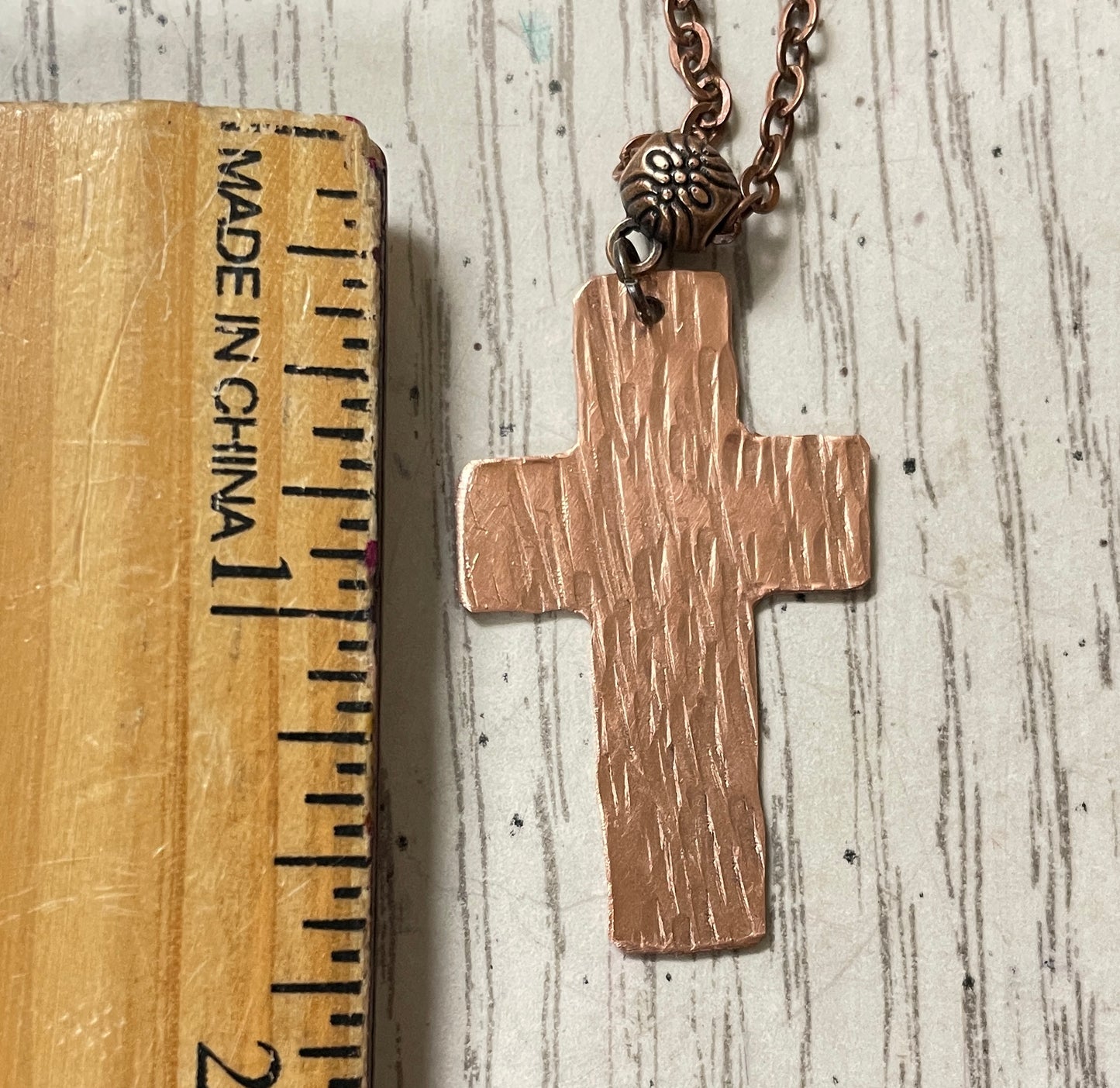 Textured Copper Cross Pendant