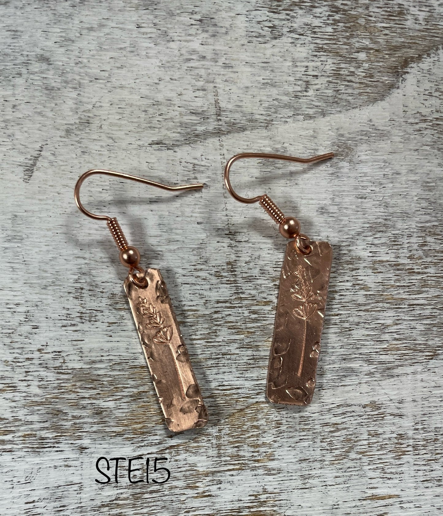 Stamped Copper Wheat Earrings