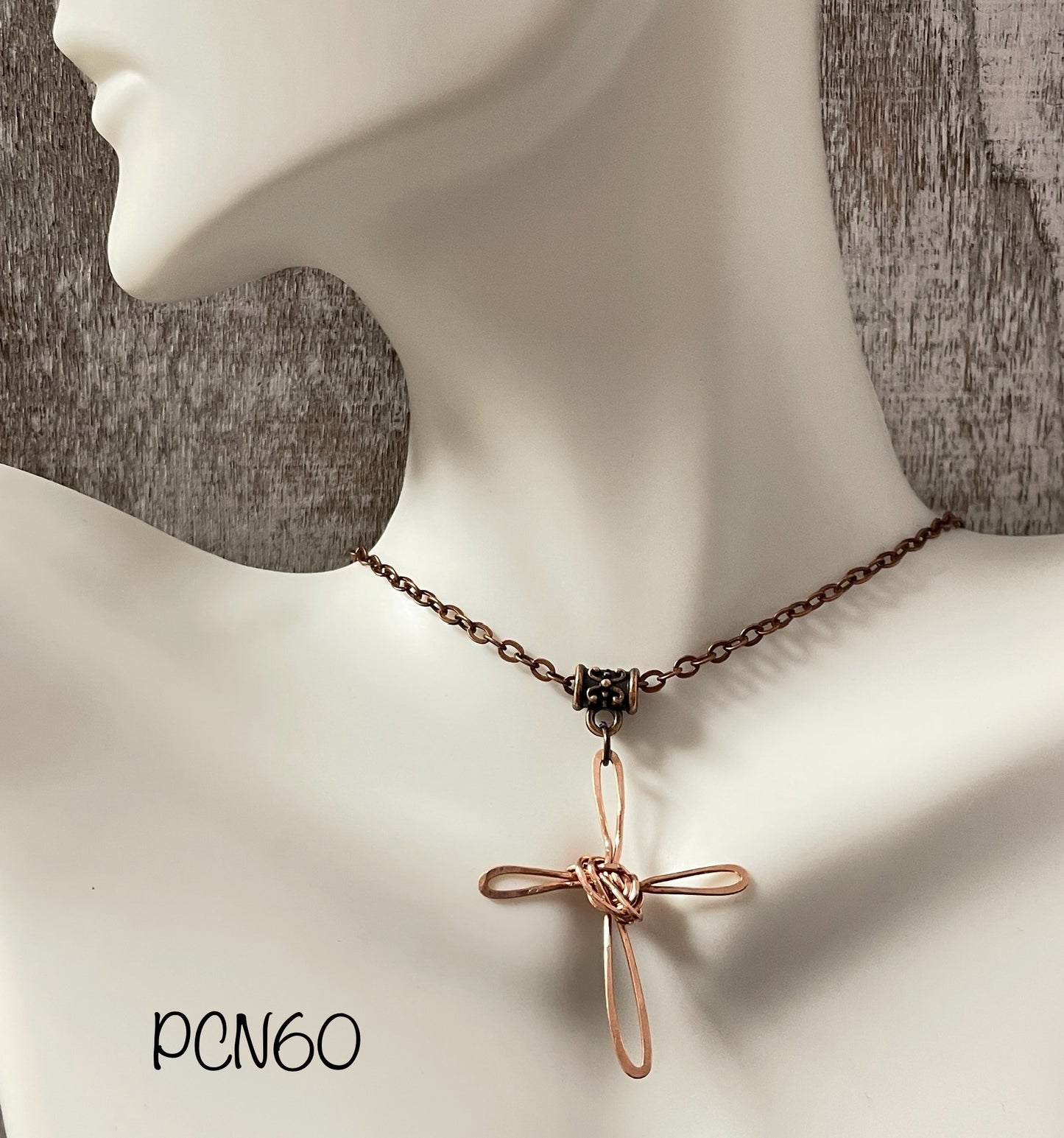 Pounded Copper Cross Necklace