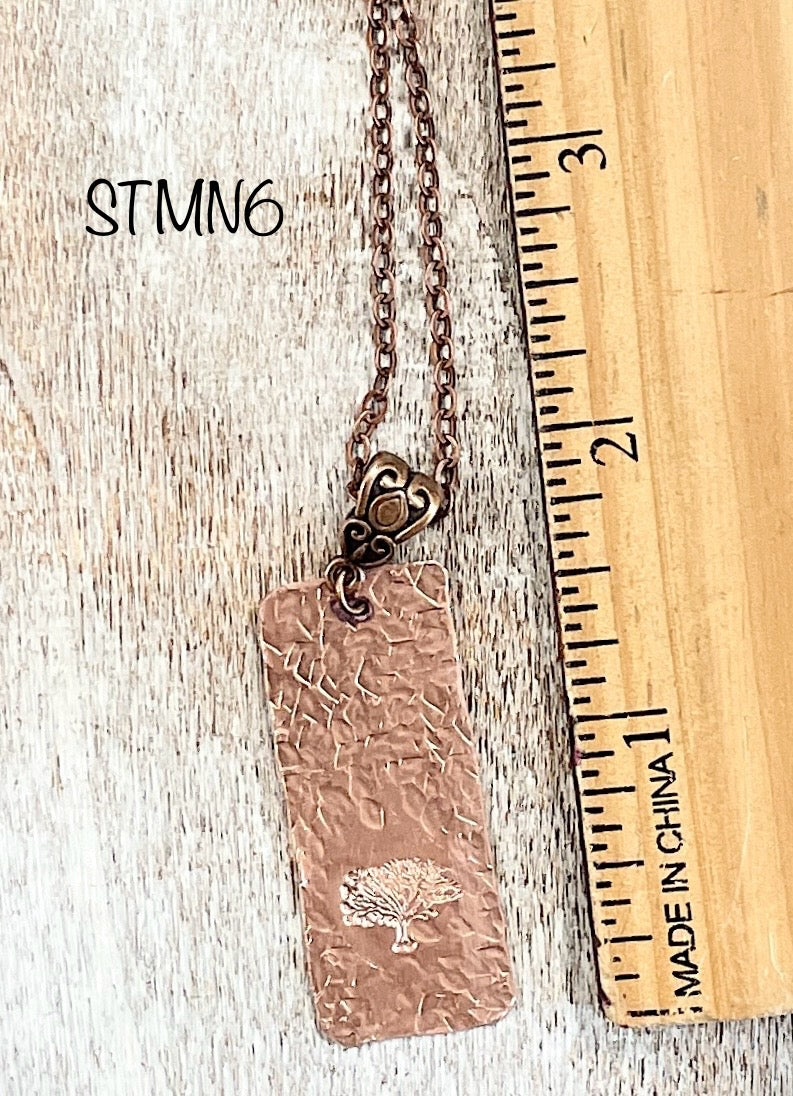 stamped Copper Tree of Life Necklace