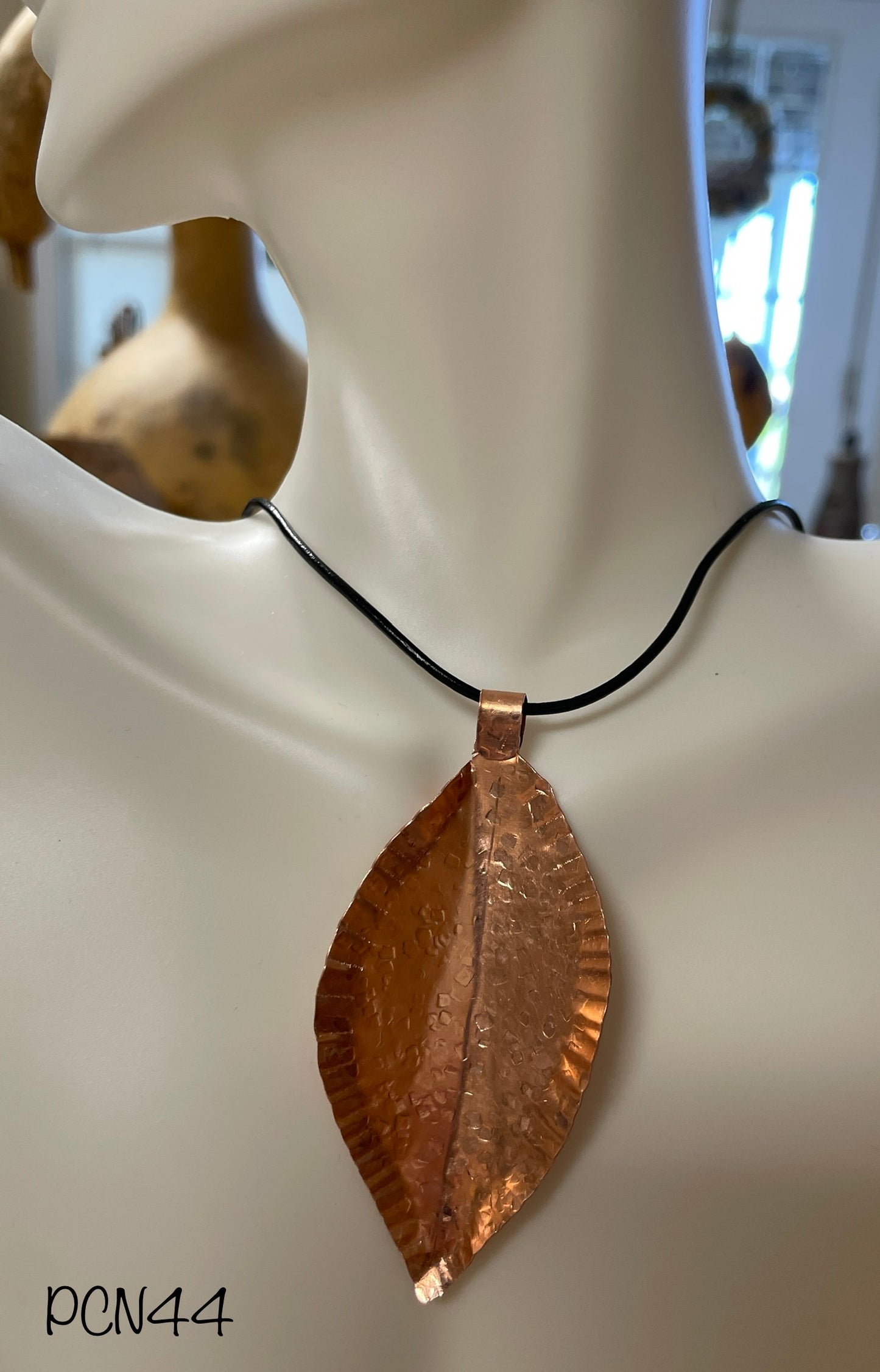 Pounded Copper Leaf Pendant