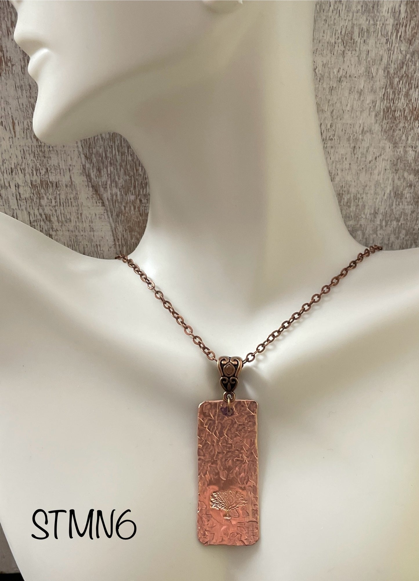 stamped Copper Tree of Life Necklace