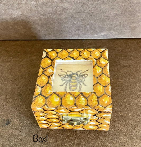 Honey Comb & Bee Wooden Box