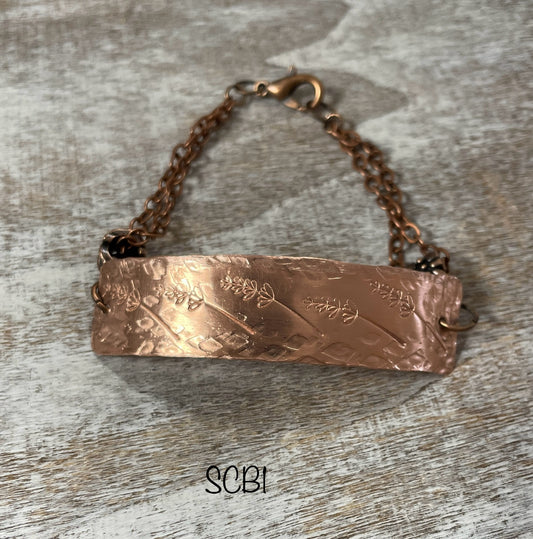 Stamped Wheat Copper Bracelet