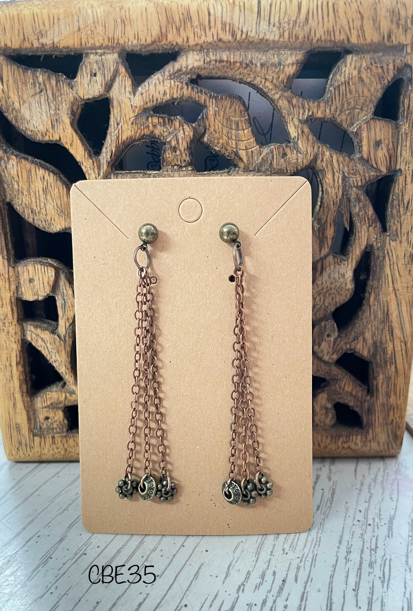 Copper Chain & Bead Post Earrings