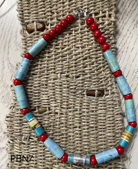 Paper & Wood Bead Necklace PBN6-Cordial