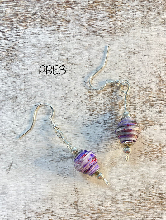 Paper Bead & Sterling Earrings “Mary Frances”