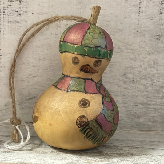 Hand Painted Snowman Gourd
