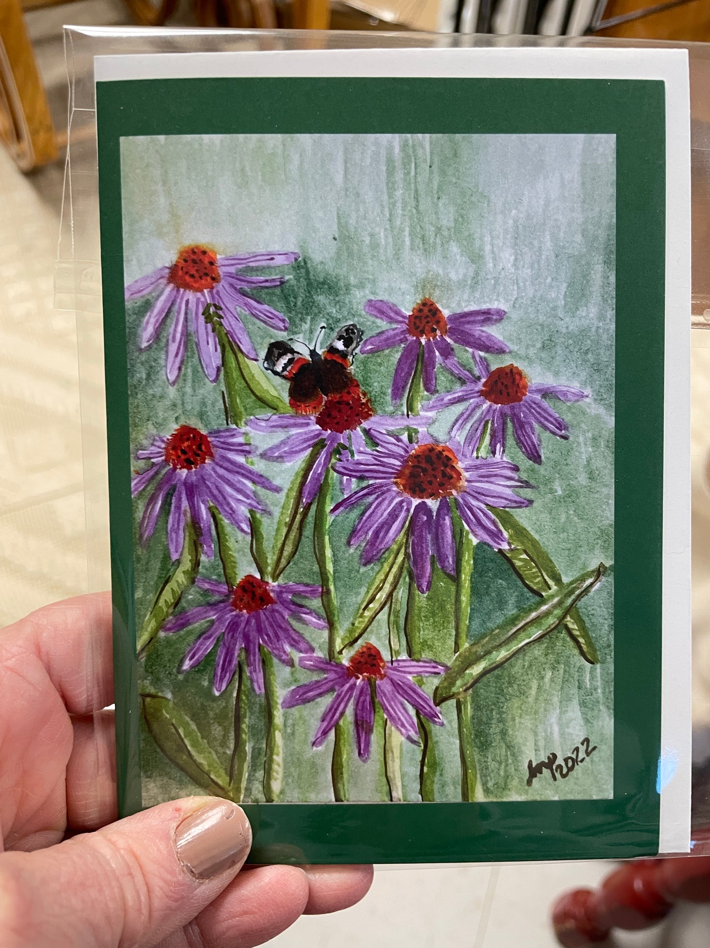 Coneflower with Butterfly Card
