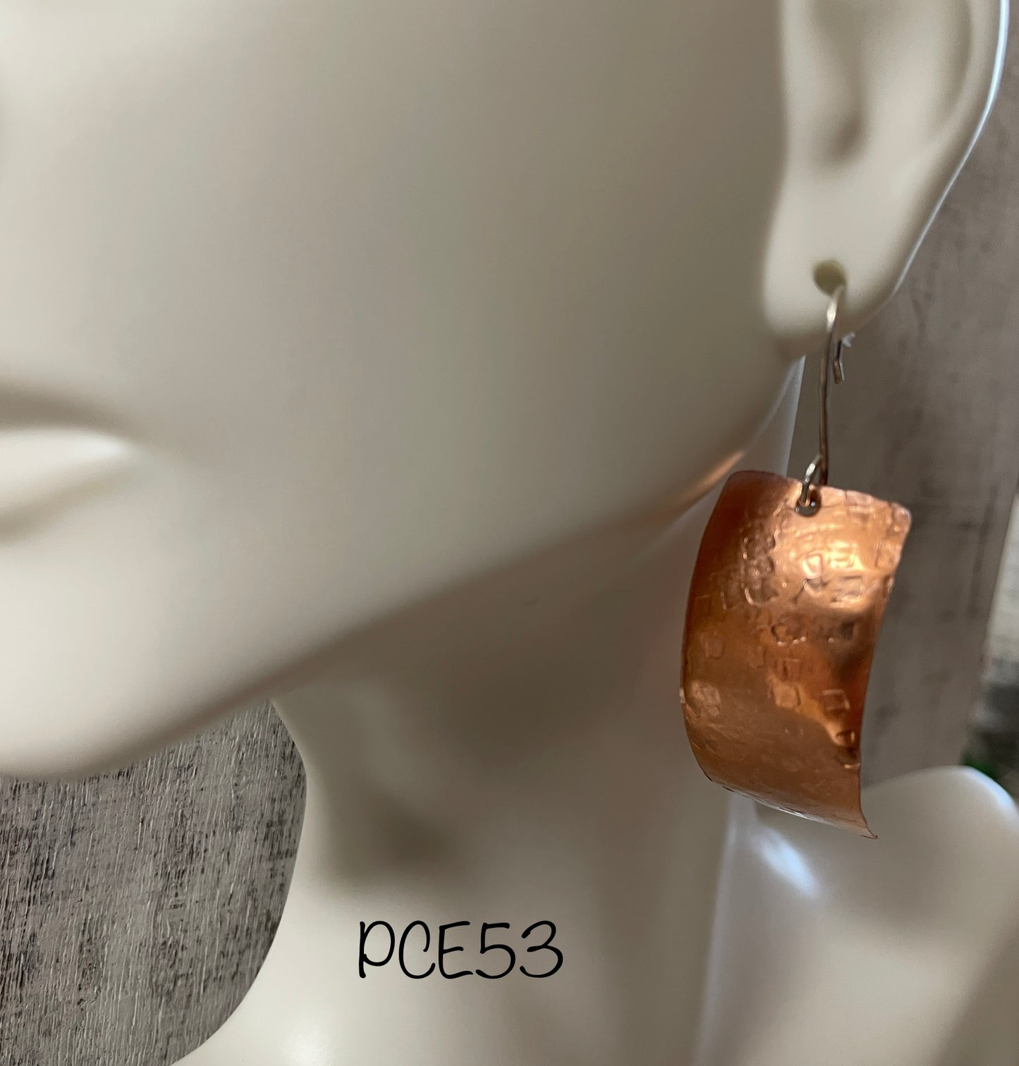 Pounded copper earrings