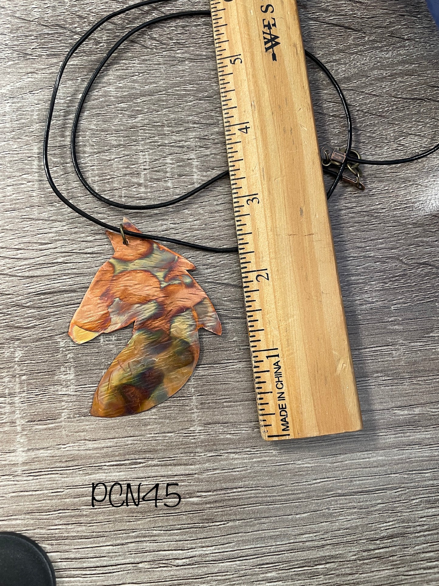 Torch Flame Painted Copper HorseHead Pendant