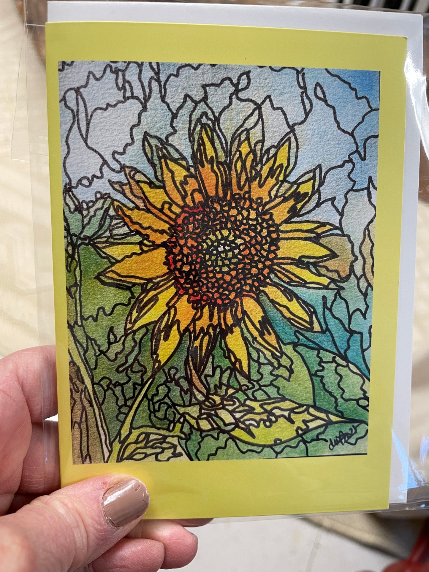 Sunflower Card with pen detail