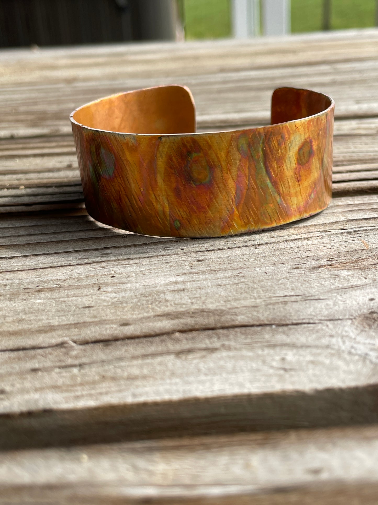 Torch Flame Painted Copper Cuff Bracelet