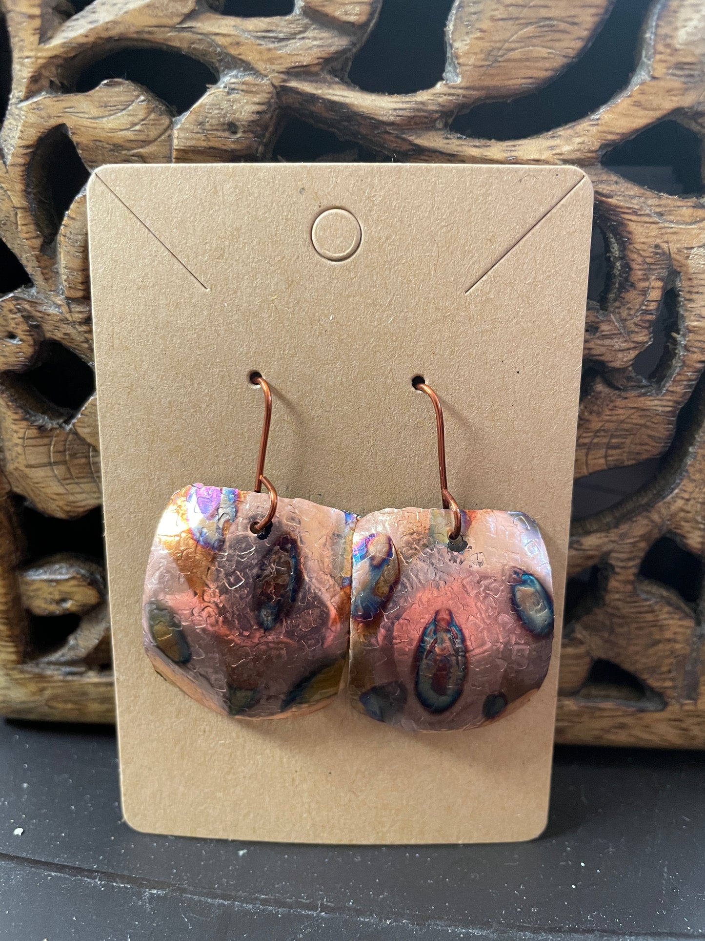 Flame Painted Copper Earrings