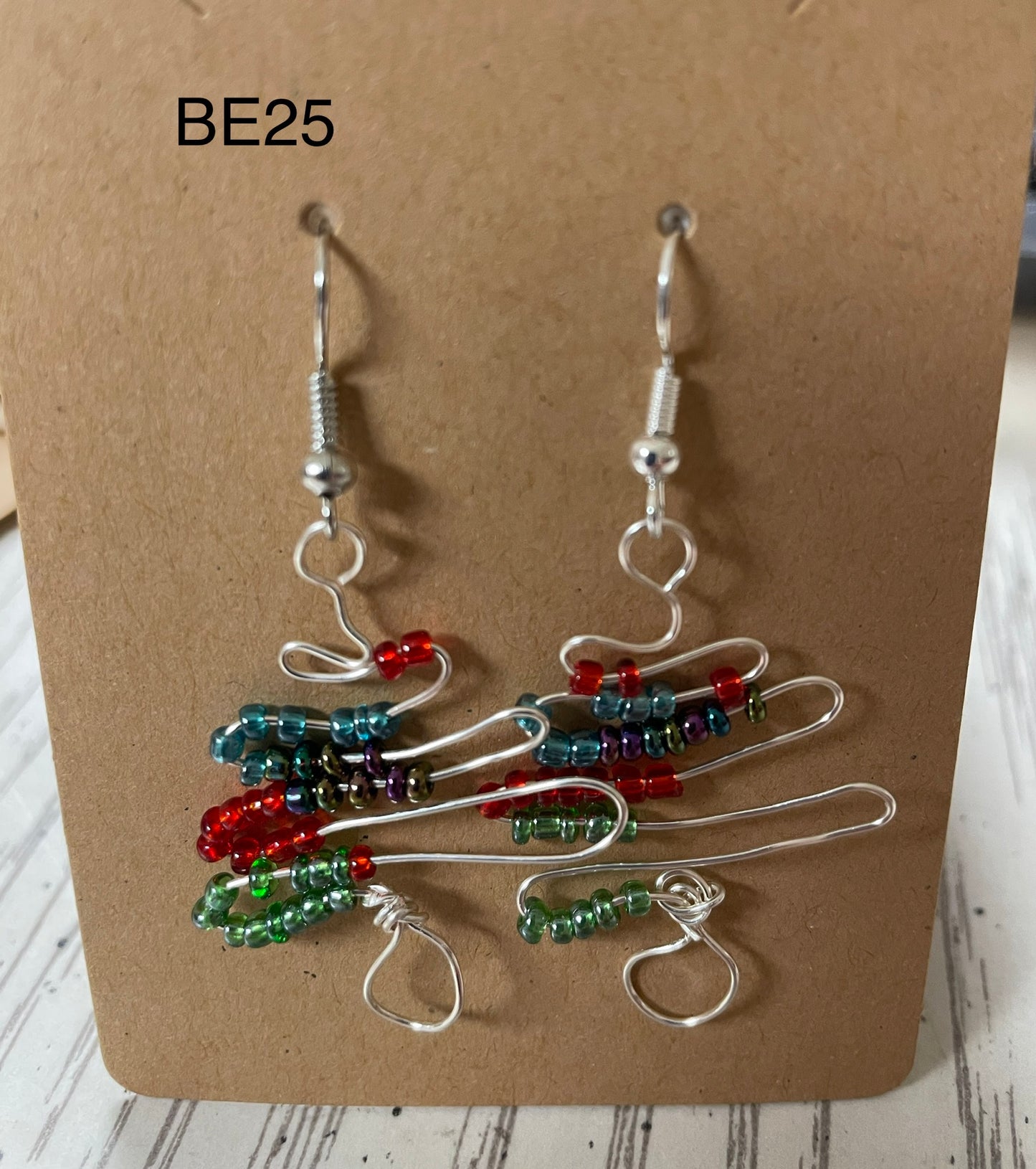 Christmas tree w/beads earrings BE25
