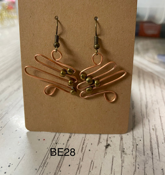 Copper & Bead Christmas Tree Earrings BE28