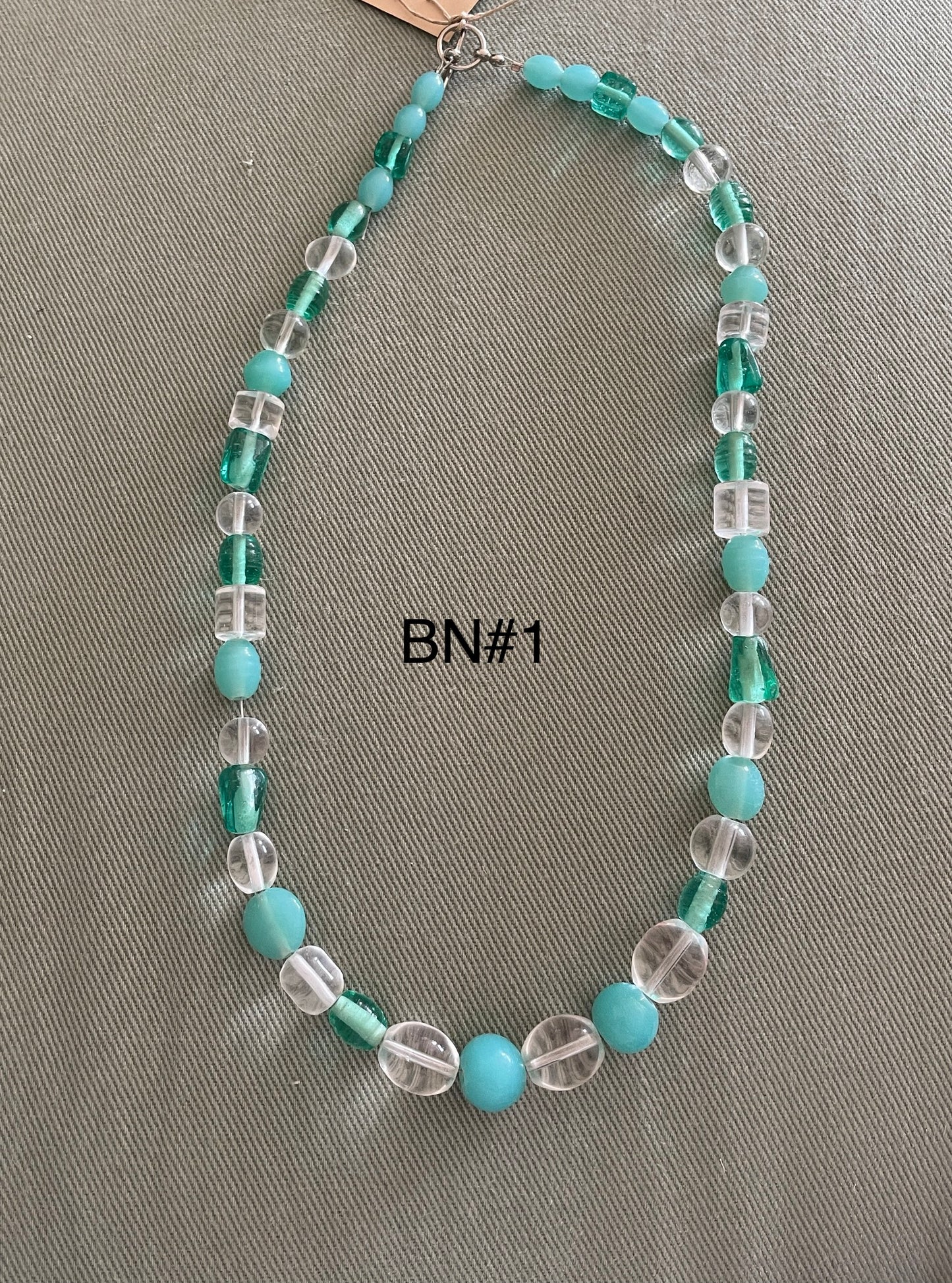 Aqua & Clear Bead Necklace BN1
