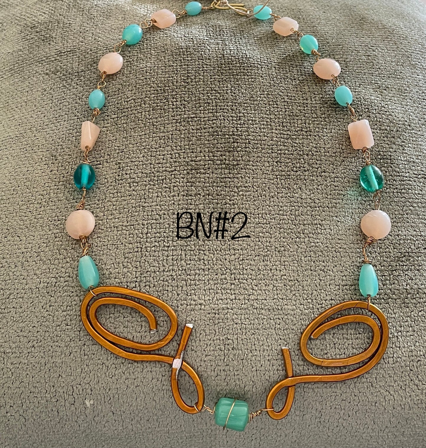 Aqua & Brass Necklace BN2 CORDIAL