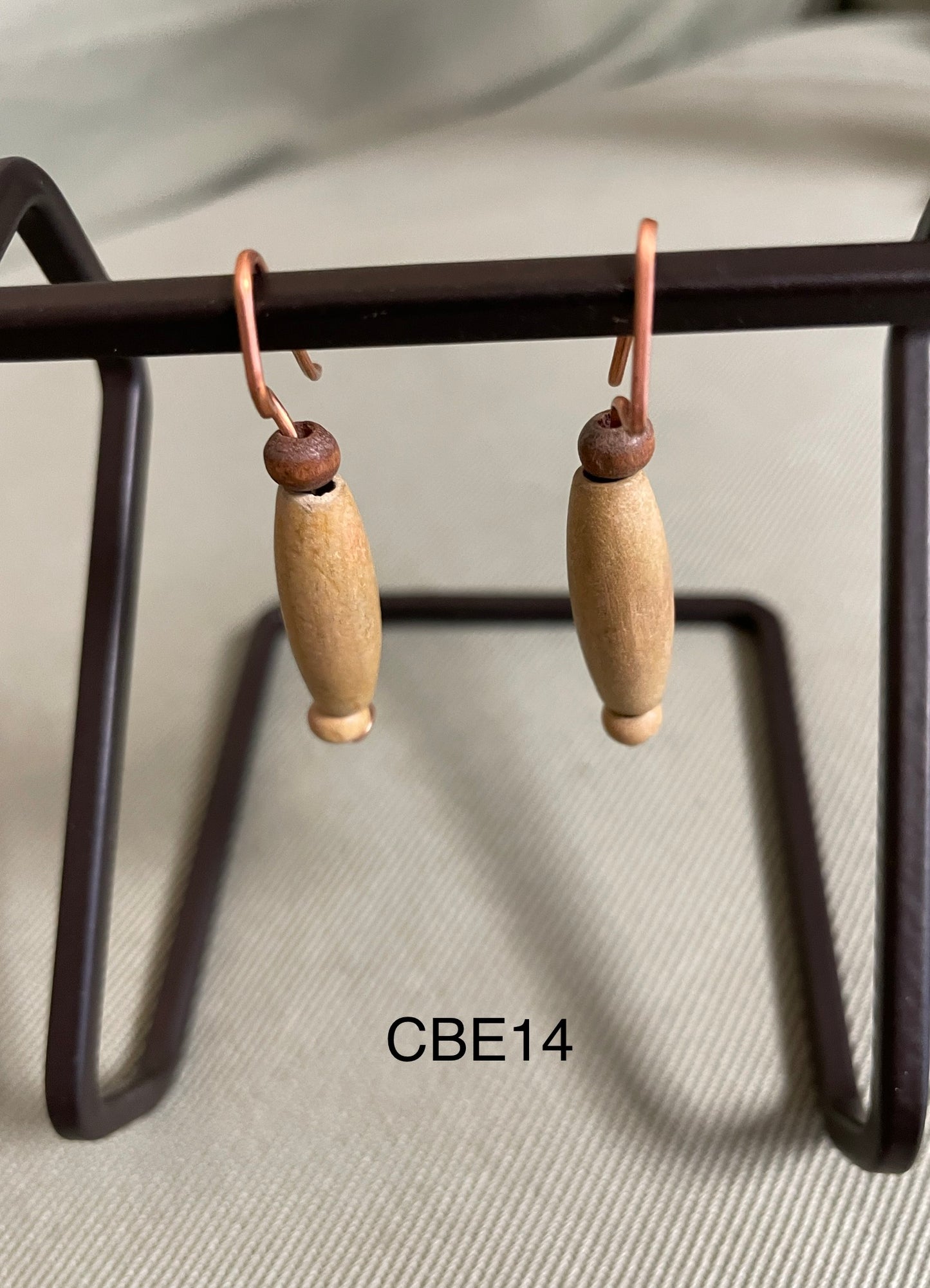 Wooden Bead with copper wire earrings CBE14