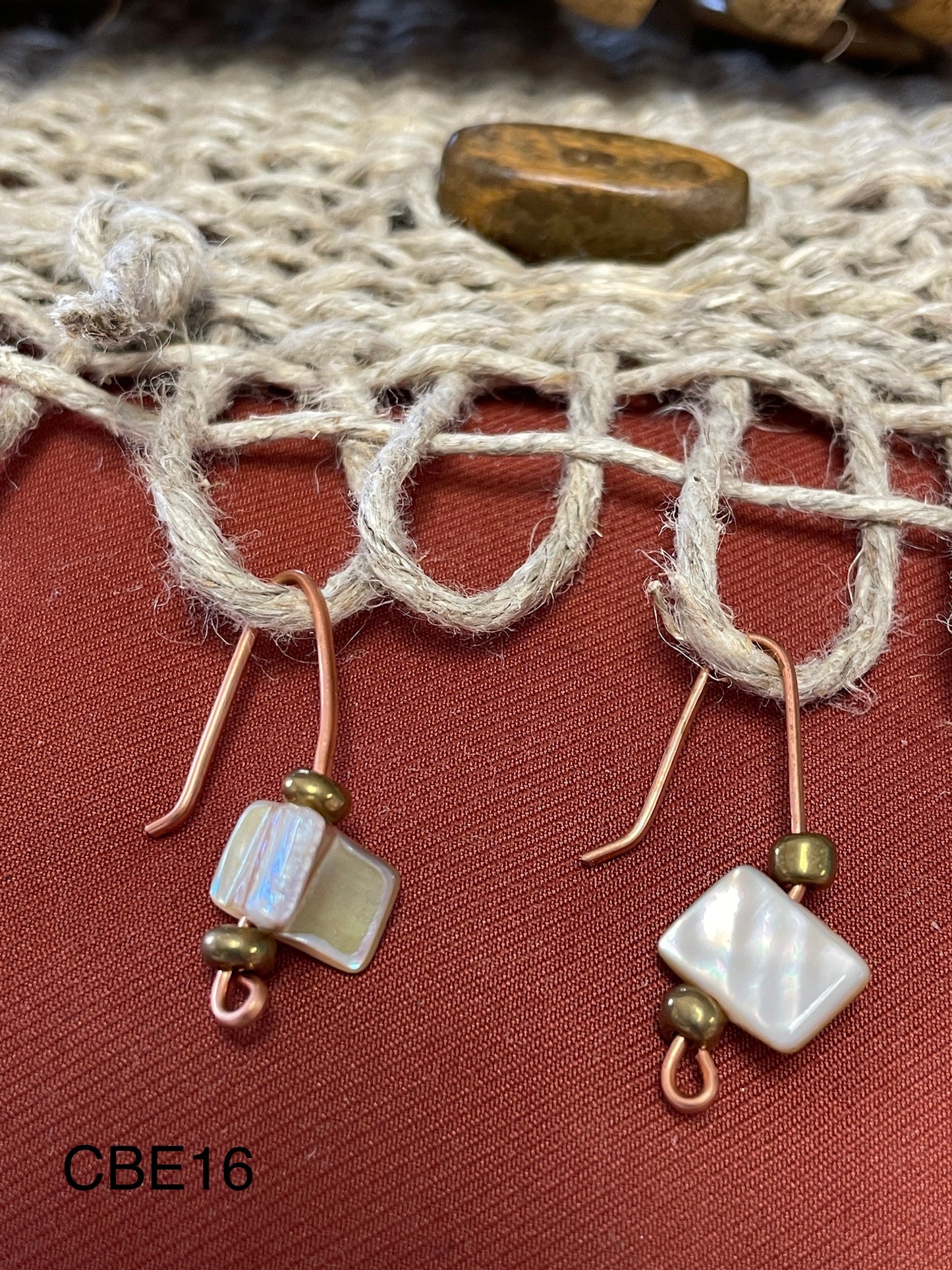 Copper Wire W/glass bead earrings CBE16