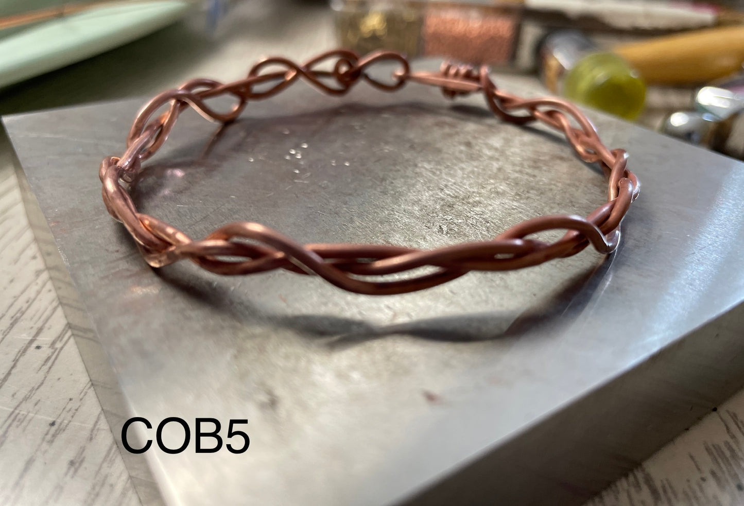 Braided Copper Bangle Bracelet COB5