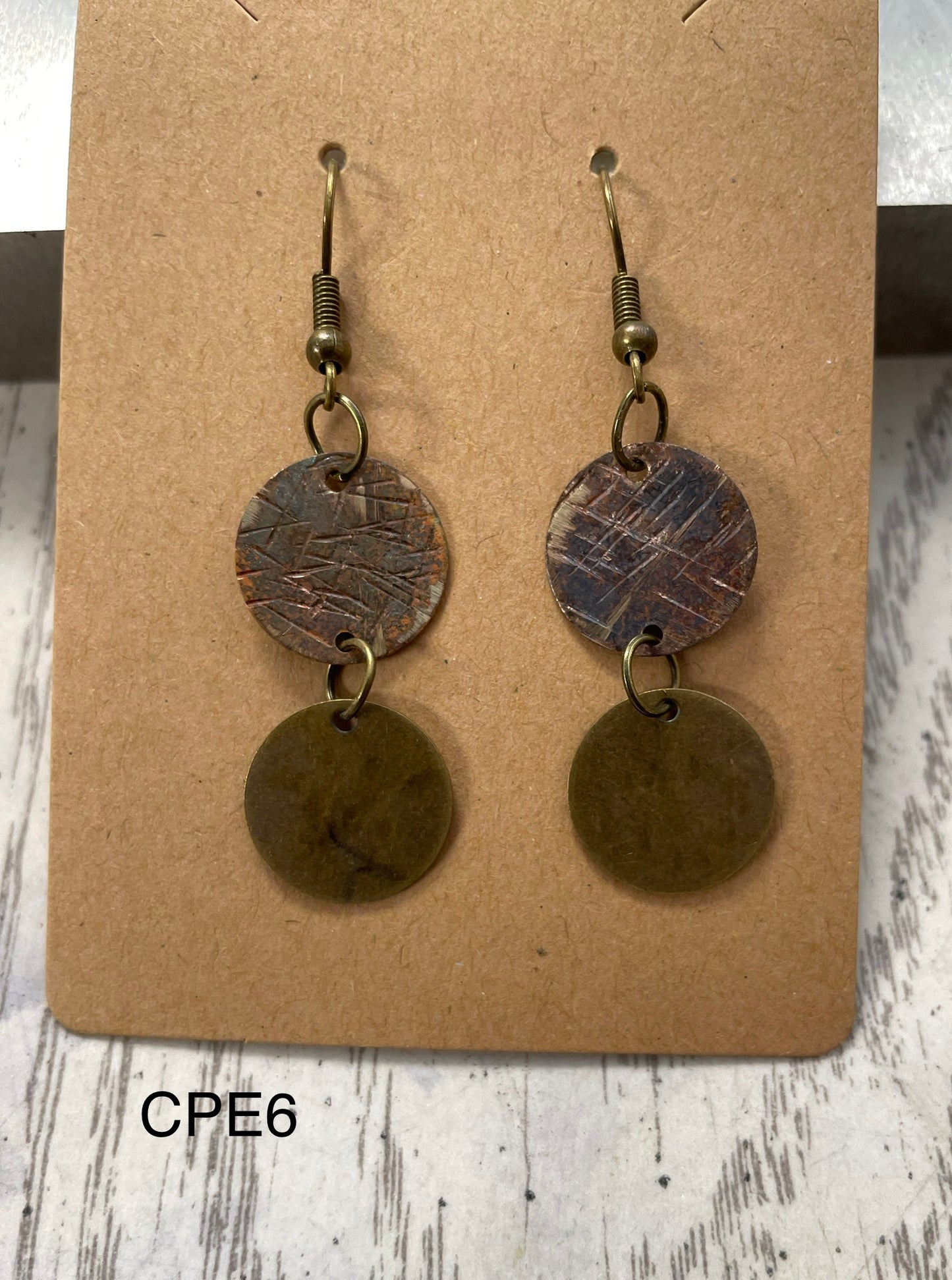Destressed Copper/Brass Earrings CPE6