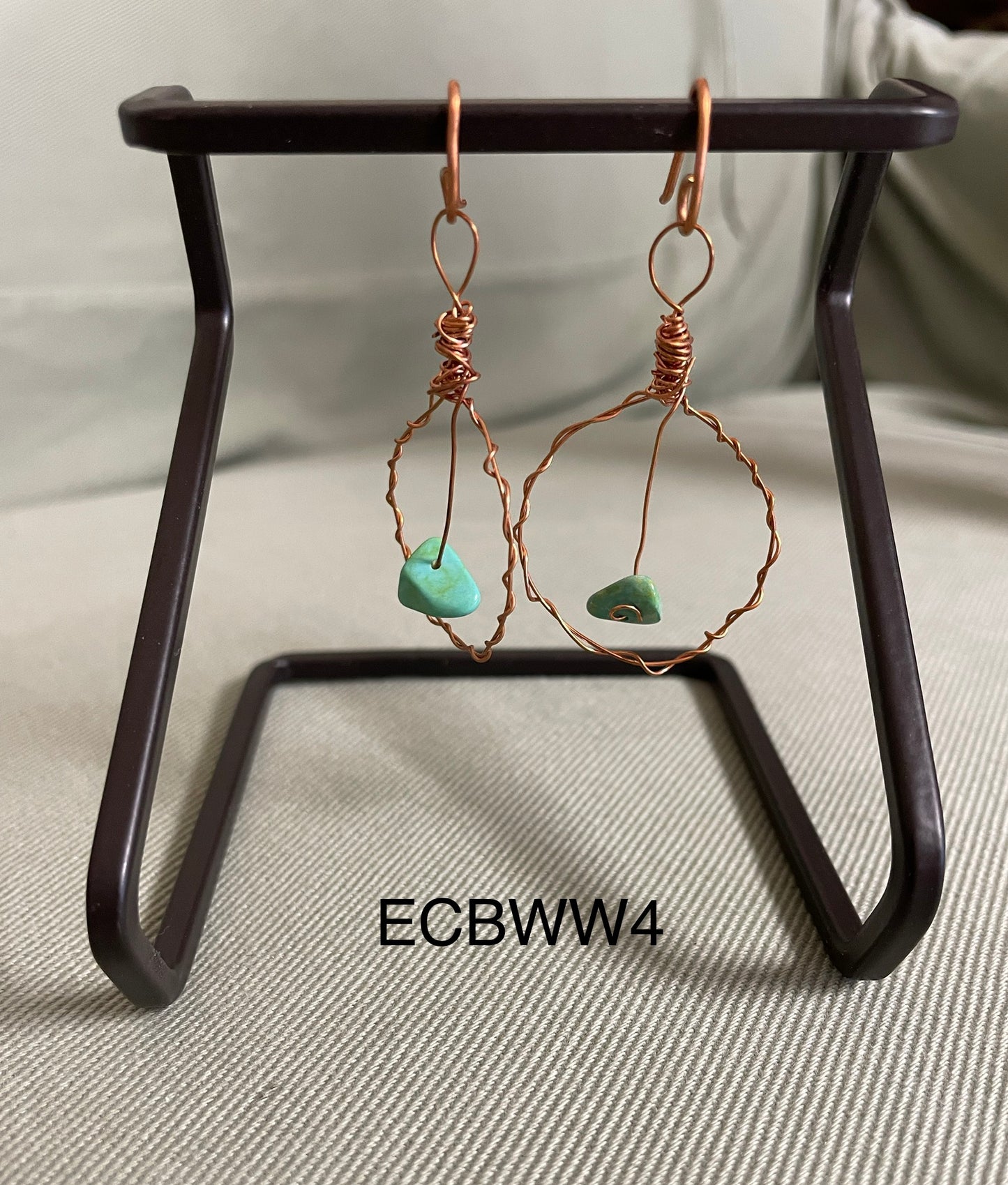 Twisted Copper & Turquoise Bead Earrings ECBWW4
