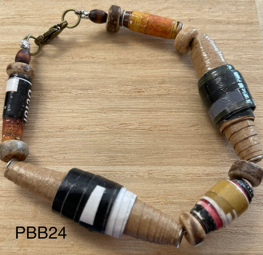 Rustic Paper/Wooden Beads PBB24