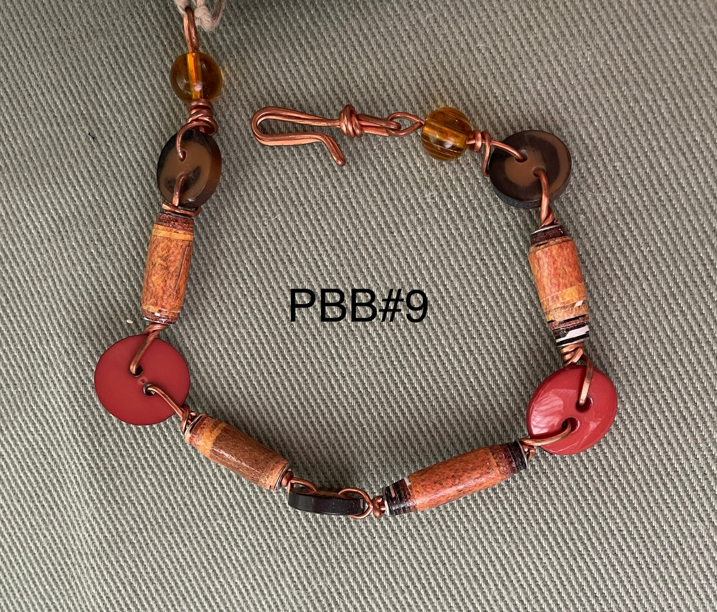 Button & Paper Bead Bracelet PBB9