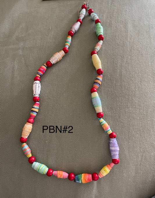 Hand Watercolor Paper Bead Necklace PBN2