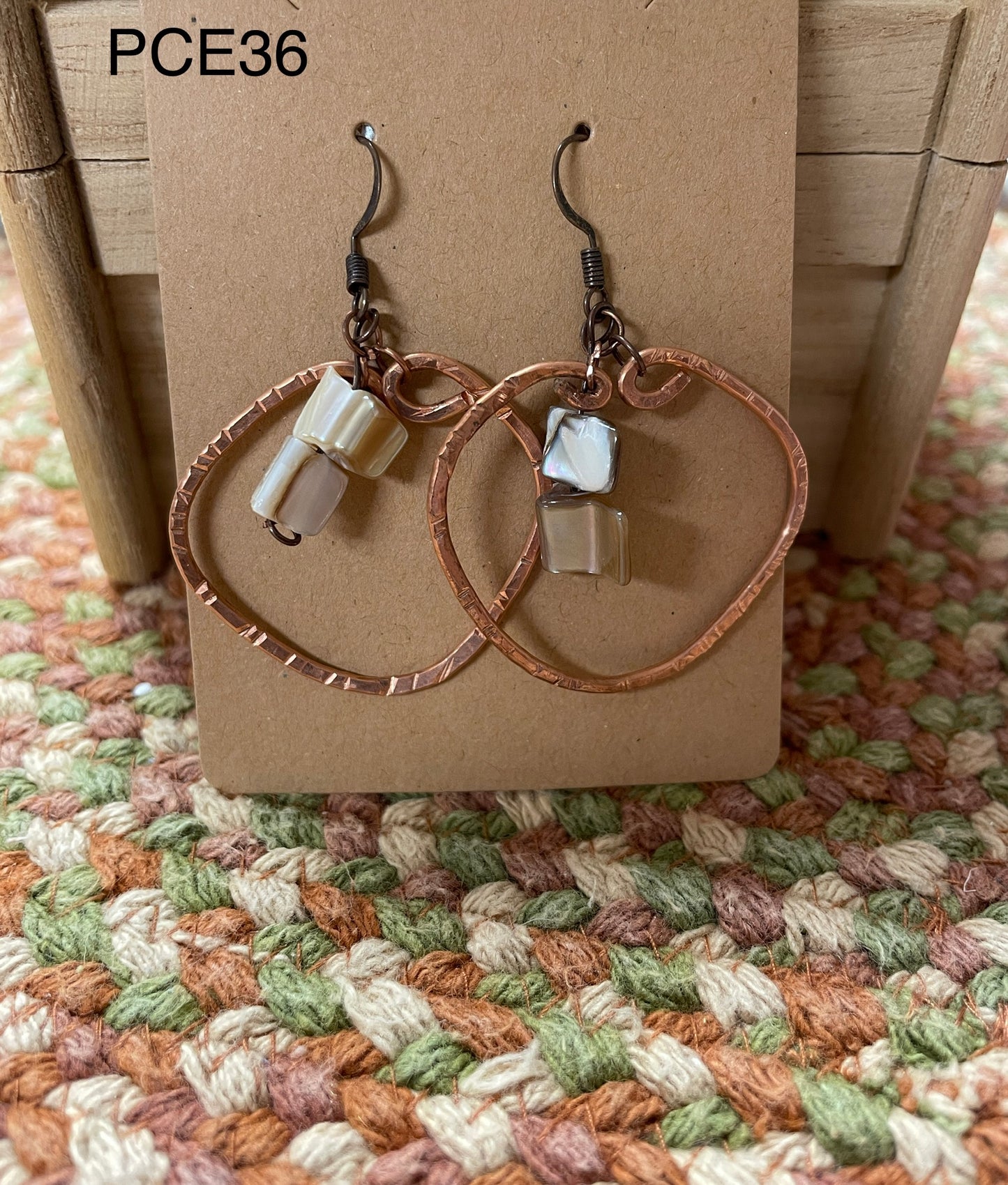 Copper Hoops with two bead earrings PCE36