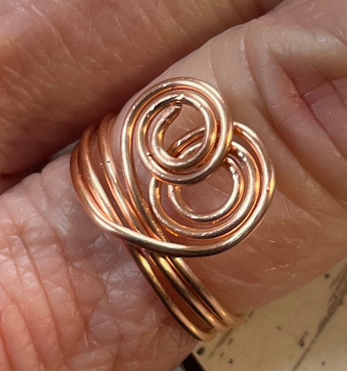Copper Spiral Heart with triple band COR46