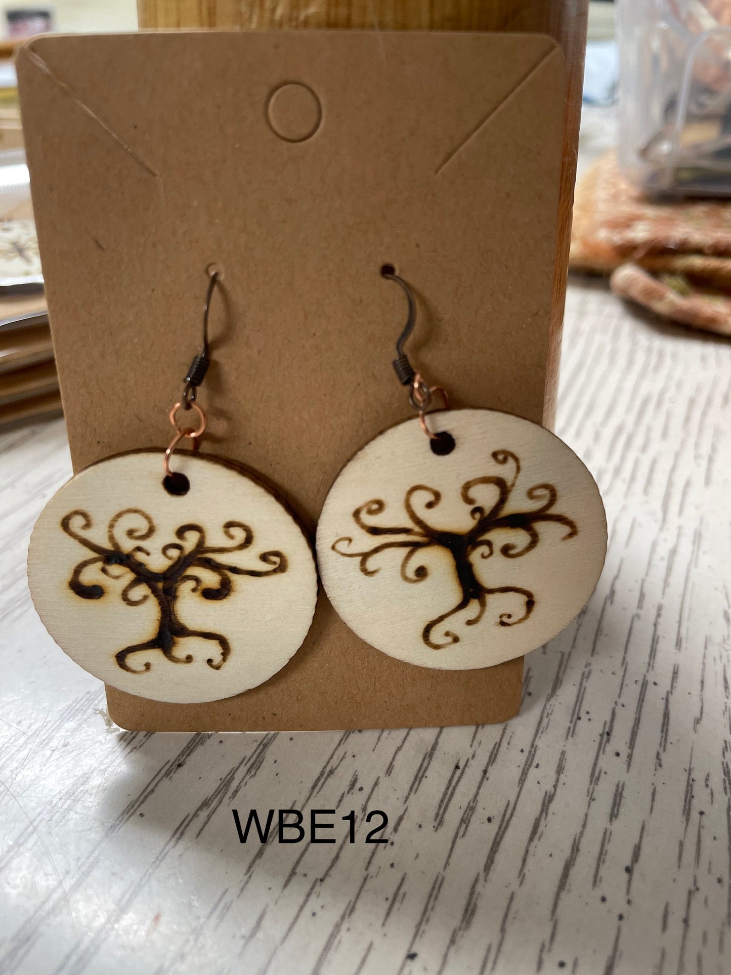 Two Inch Wooden Tree Earrings WBE2