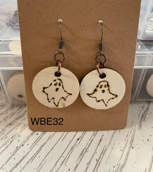 Wooden Ghost Earrings WBE32