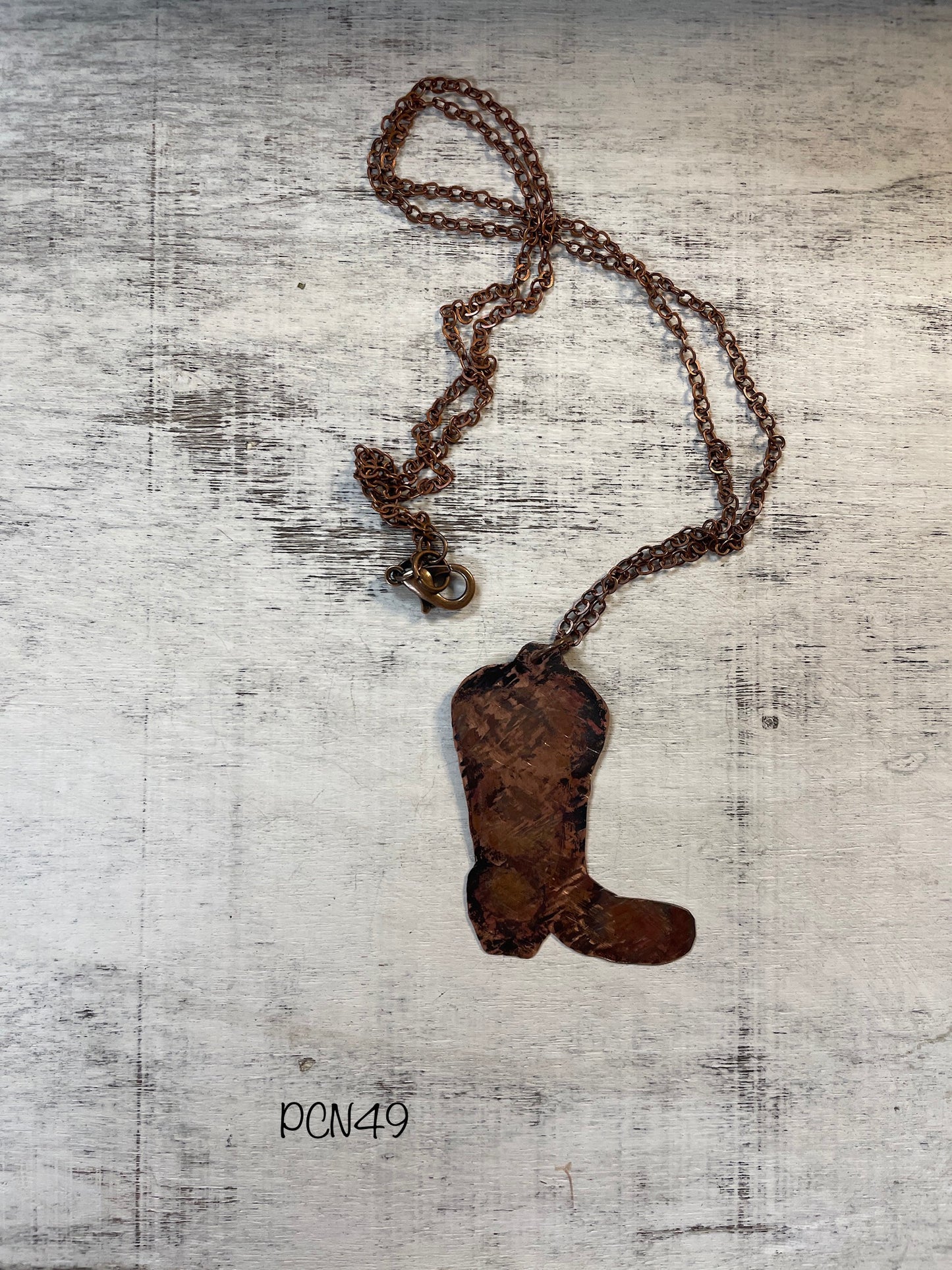 Copper Torch Flame PaintedCowboy Boots Necklace