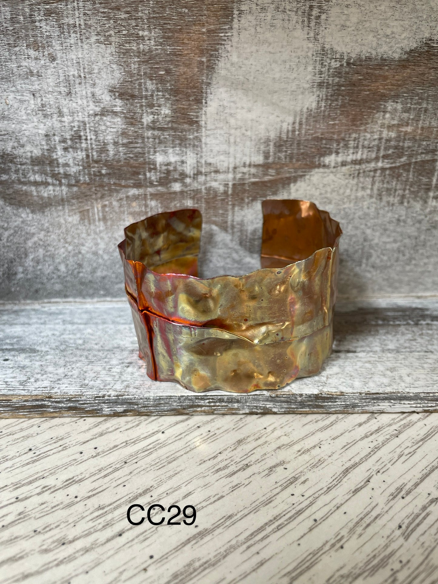 Torch Flame Painted  Copper Cuff Bracelet