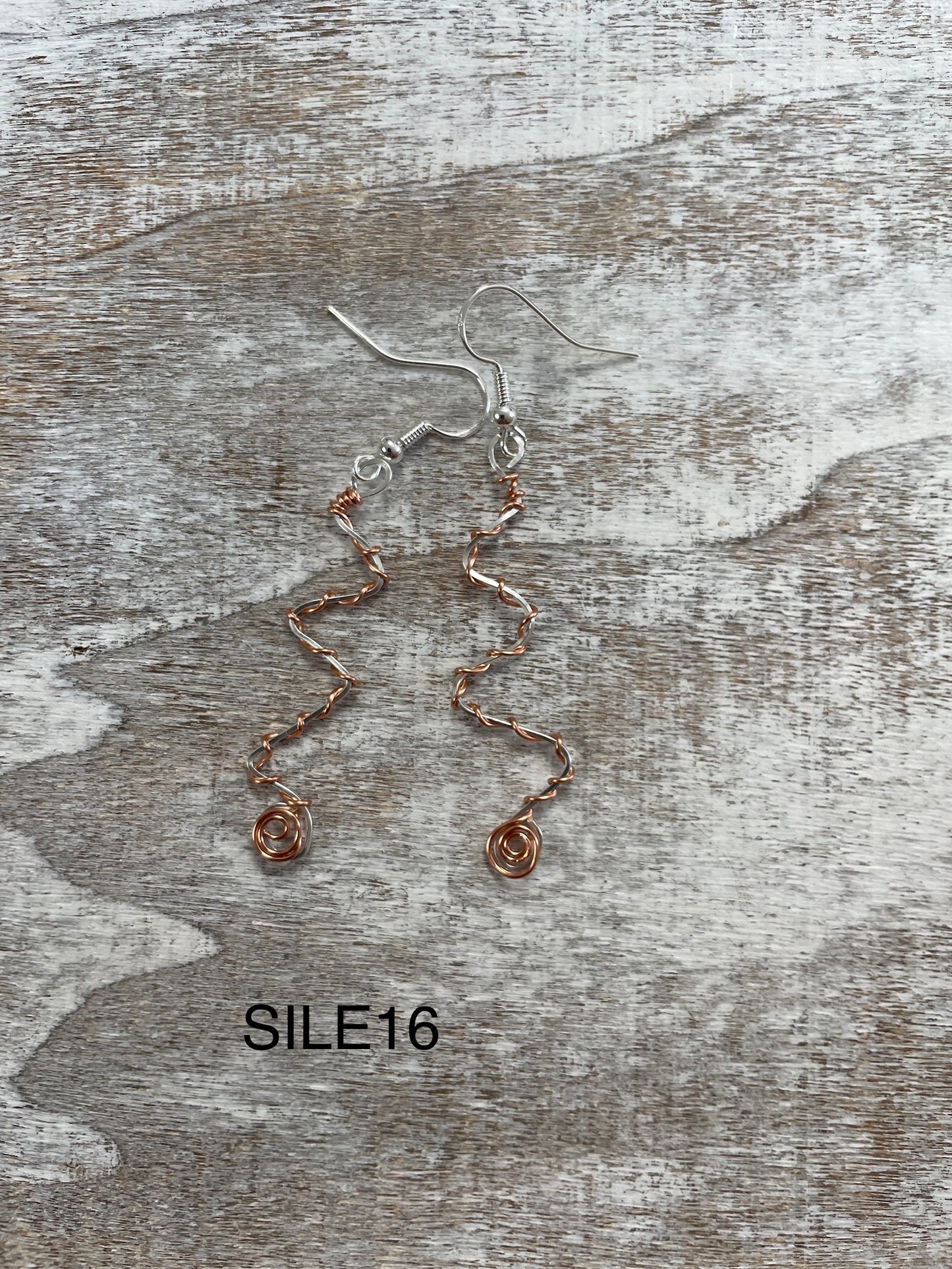 Sterling Silver & Copper zigzag earrings