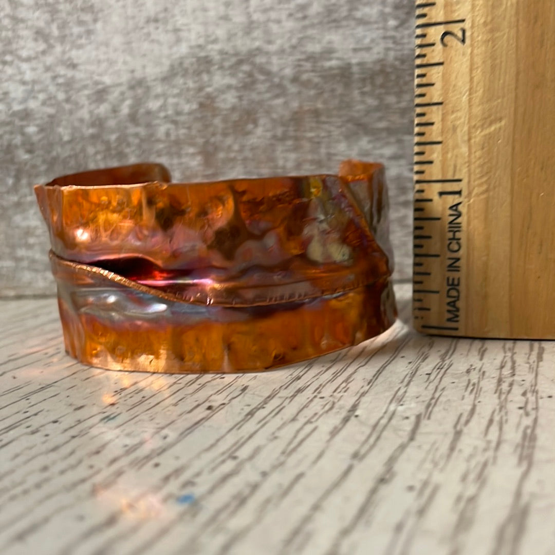 Torched Flame Painted Copper Cuff Bracelet CC28-Cordial