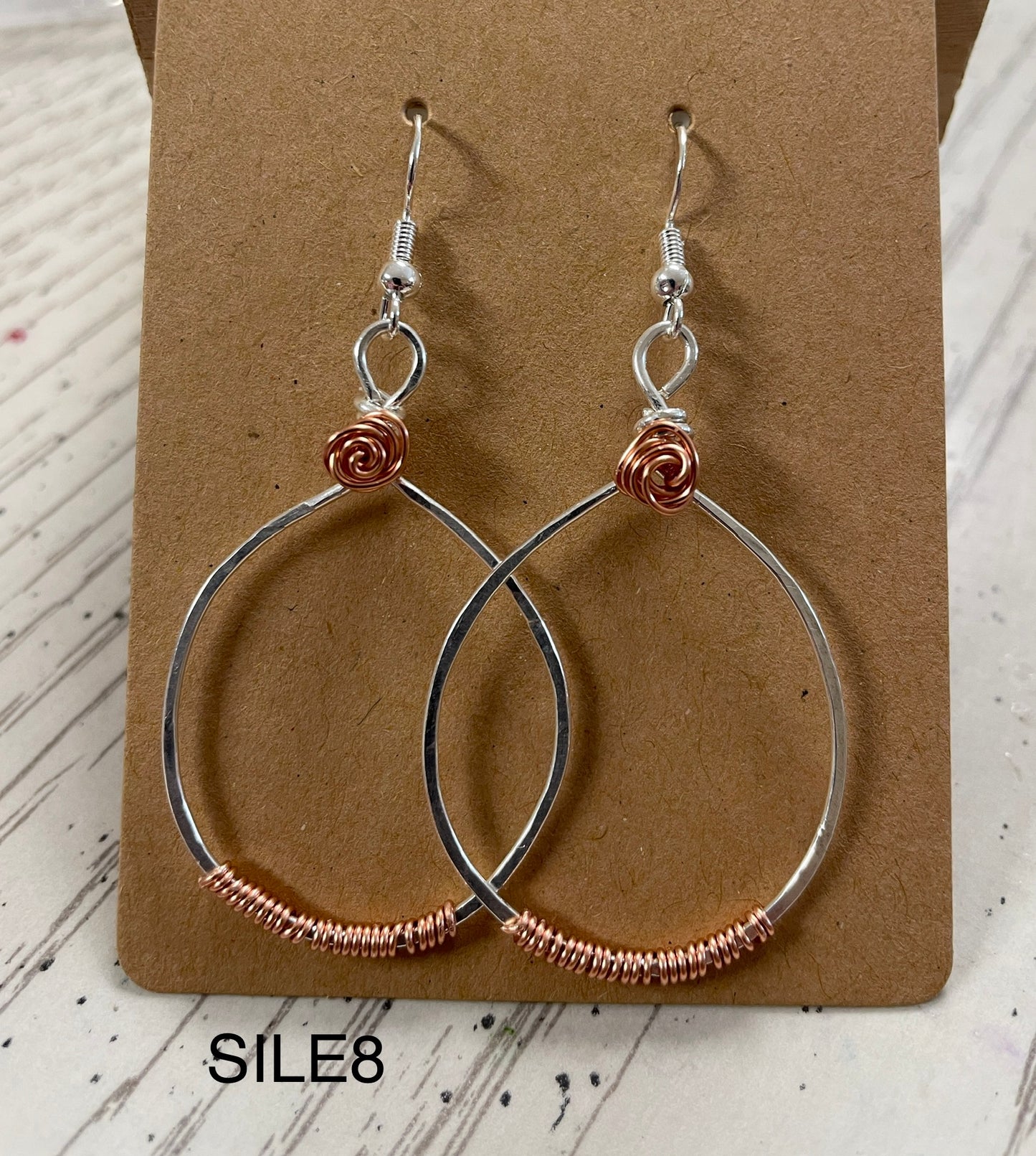 Sterling silver hoop w/ copper rose SILE8