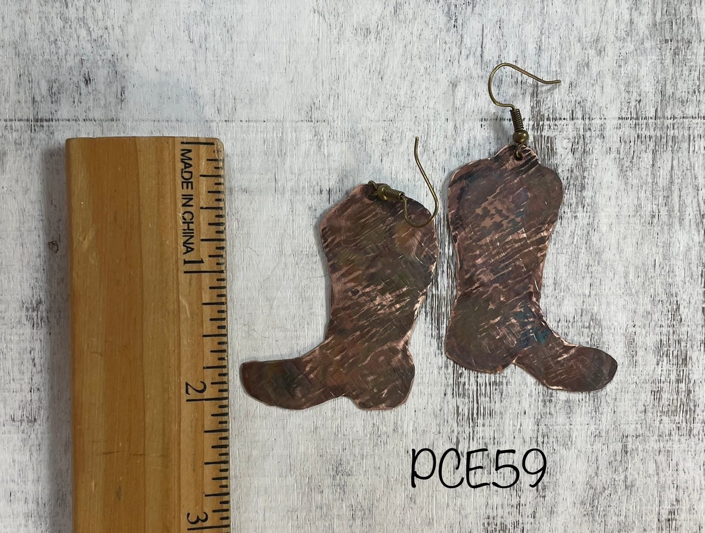 Copper Cowboy Boot Earrings