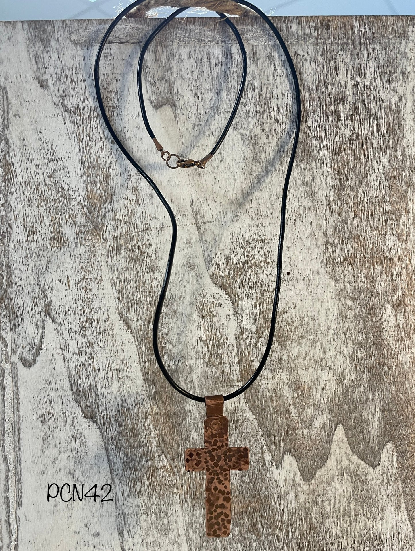 Textured Copper Cross Necklace